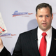 James Bridenstine holding a graph that does not detail his plans for NASA.